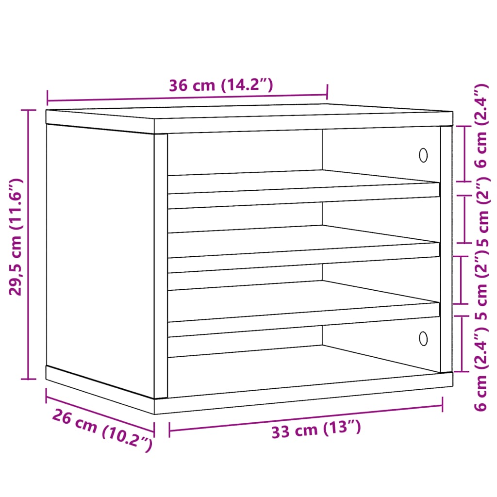 Organizator birou, gri beton, 36x26x29,5 cm lemn prelucrat