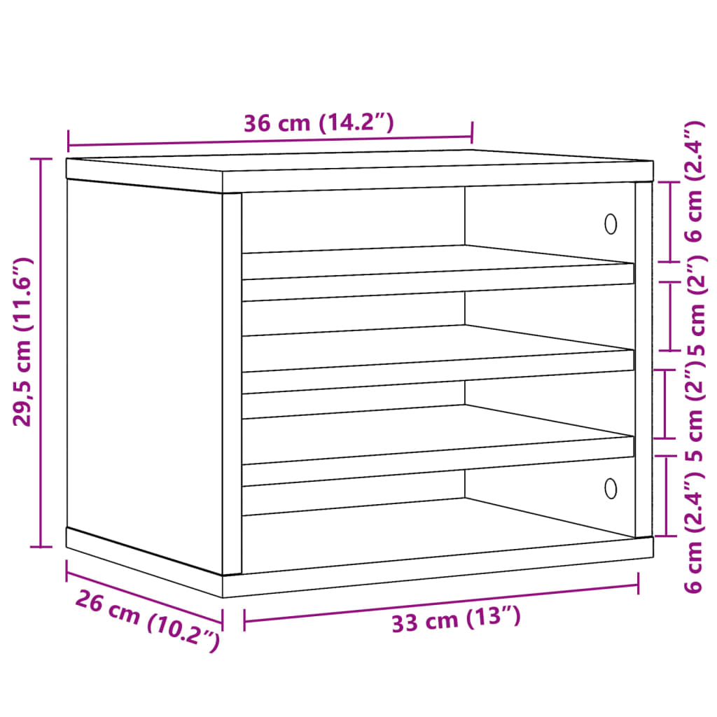 Organizator birou, stejar fumuriu, 36x26x29,5 cm lemn prelucrat