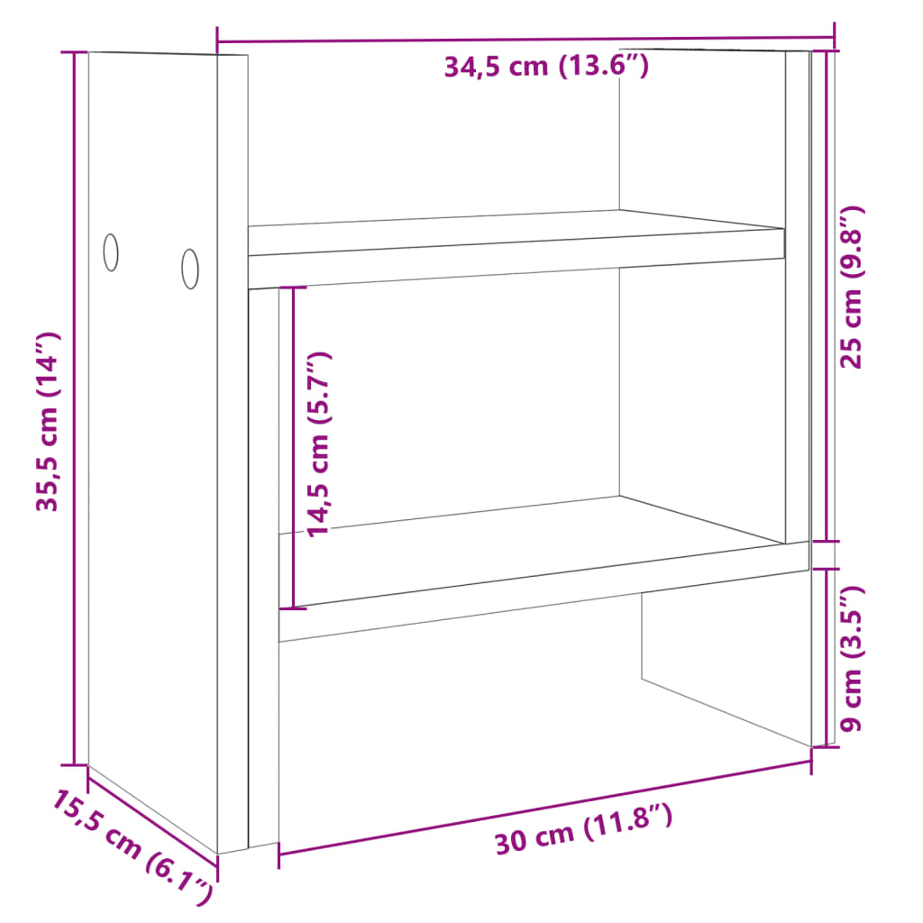 Organizator de birou, negru, 34,5x15,5x35,5 cm lemn prelucrat