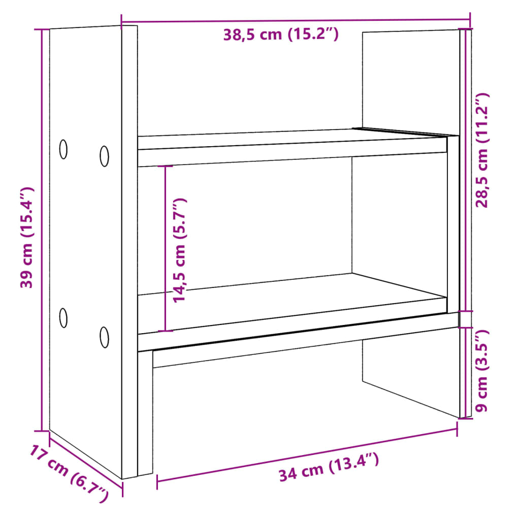 Organizator de birou, alb, 38,5x17x39 cm, lemn prelucrat