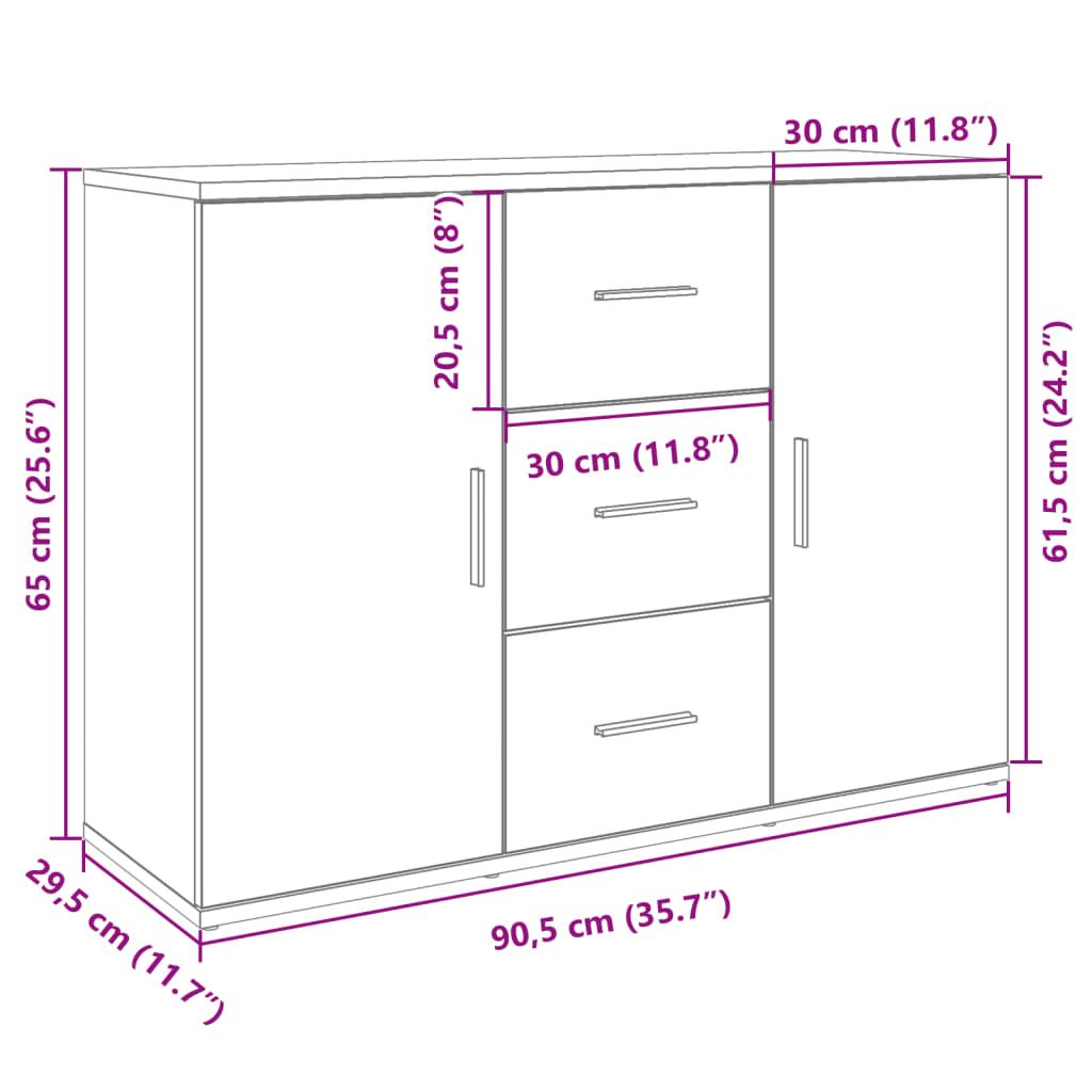 Dulap, negru, 90,5x29,5x65 cm, lemn prelucrat