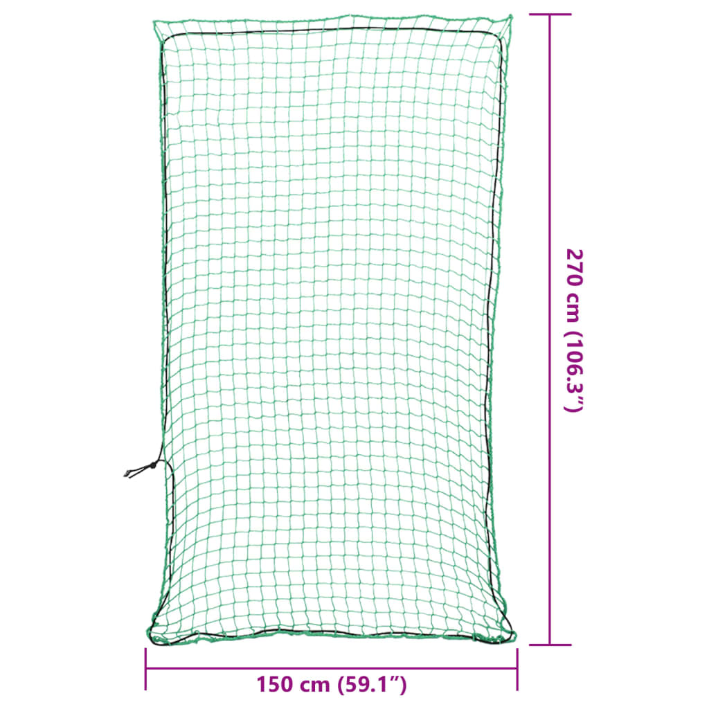 Plasă de remorcă cu funie elastică, verde, 2,7x1,5 m, PP