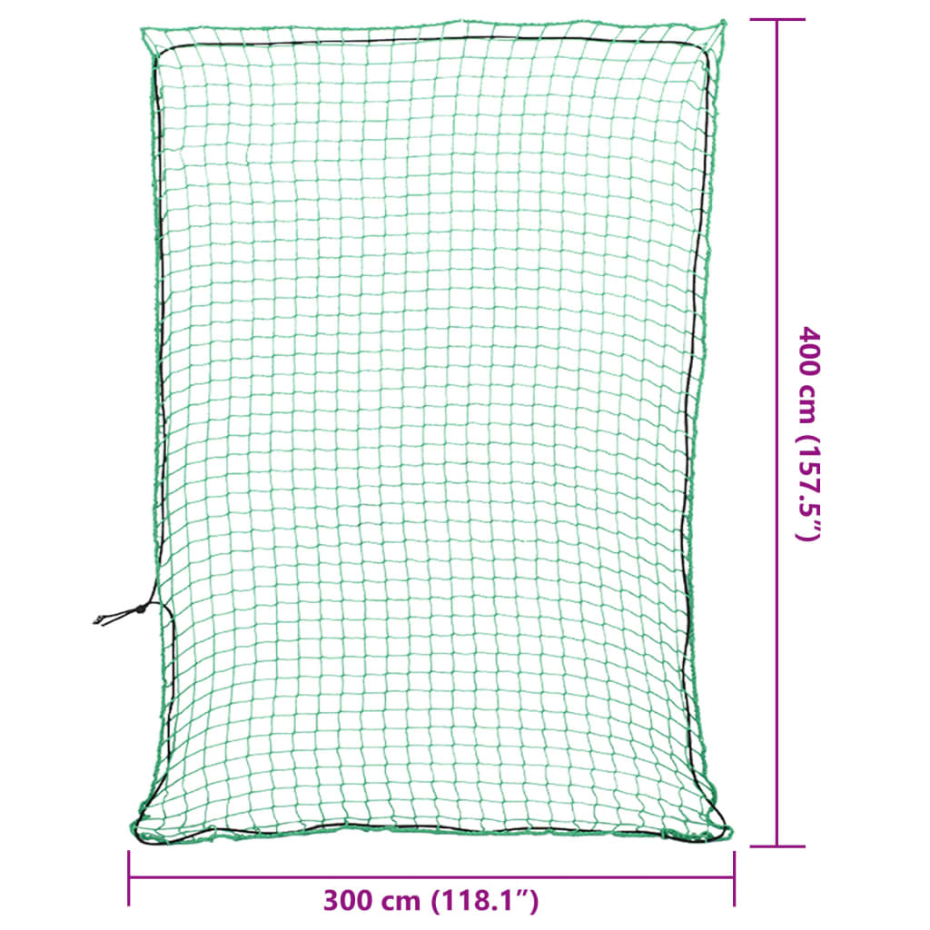 Plasă de remorcă cu funie elastică, verde, 4x3 m, PP