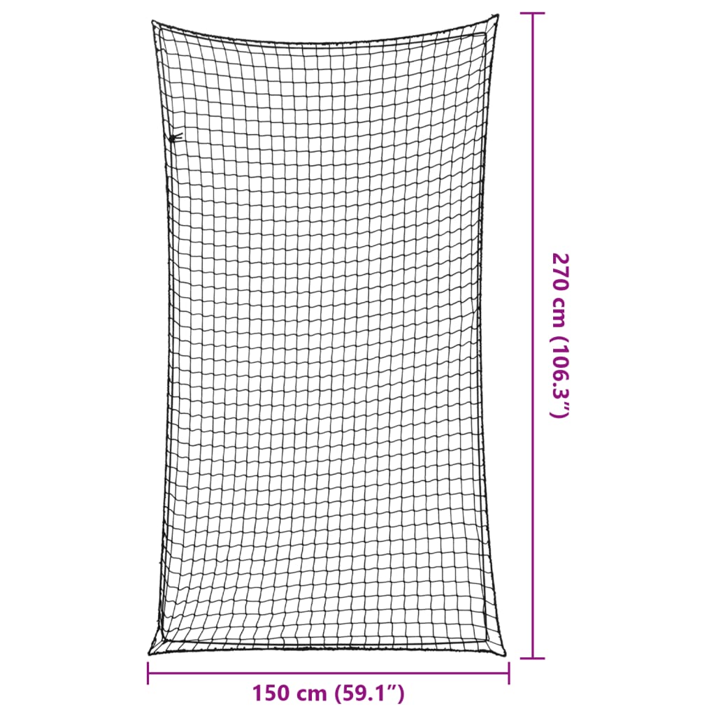 Plasă de remorcă cu funie elastică, negru, 2,7x1,5 m, PP