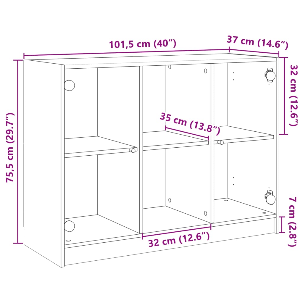 Dulap, gri beton, 102x37x75,5 cm, lemn prelucrat