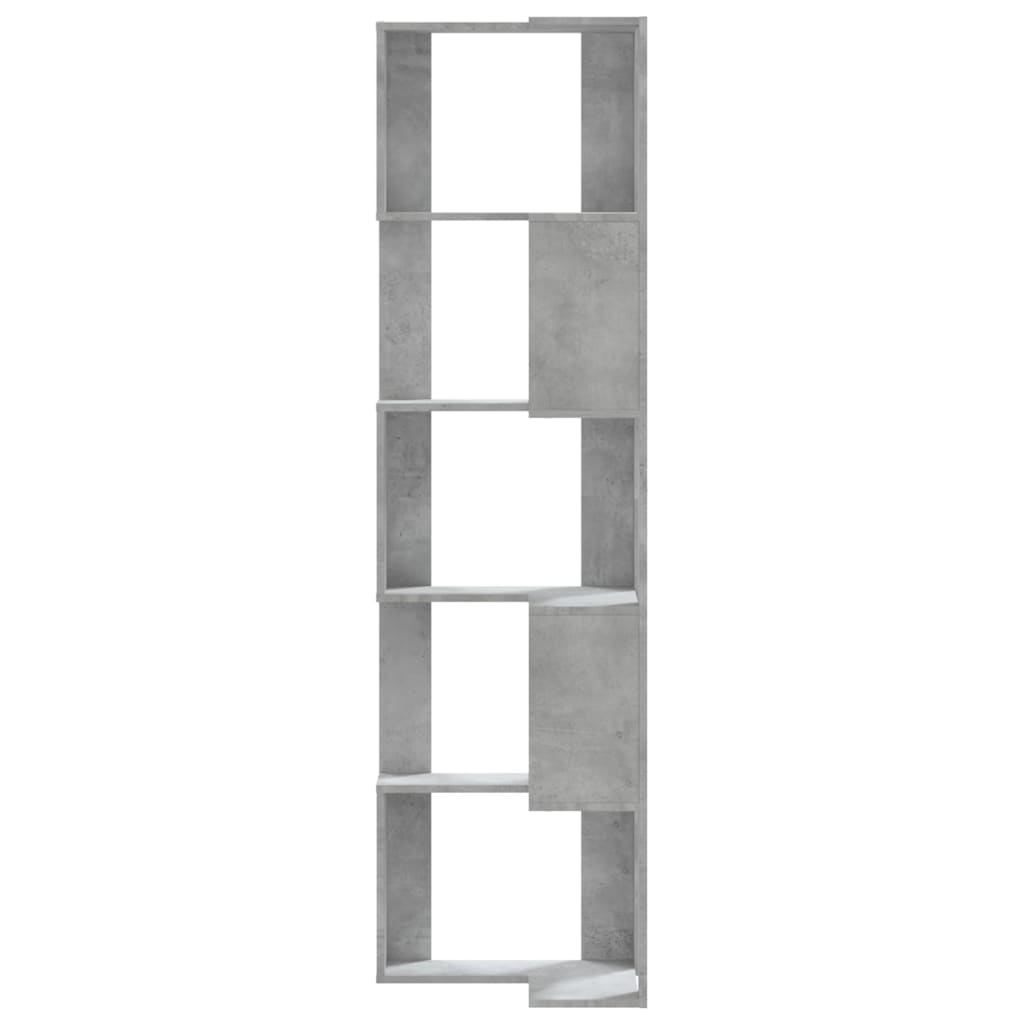 Bibliotecă 5 niveluri gri beton 50x50x179cm lemn prelucrat