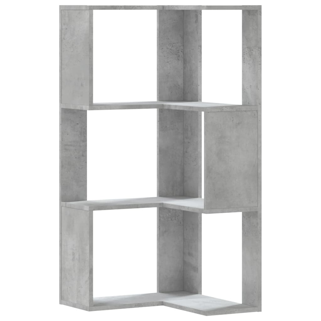 Bibliotecă 3 niveluri gri beton 50x50x102 cm lemn prelucrat