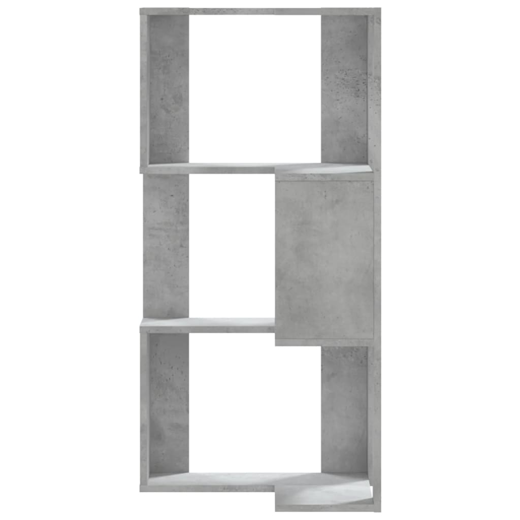 Bibliotecă 3 niveluri gri beton 50x50x102 cm lemn prelucrat