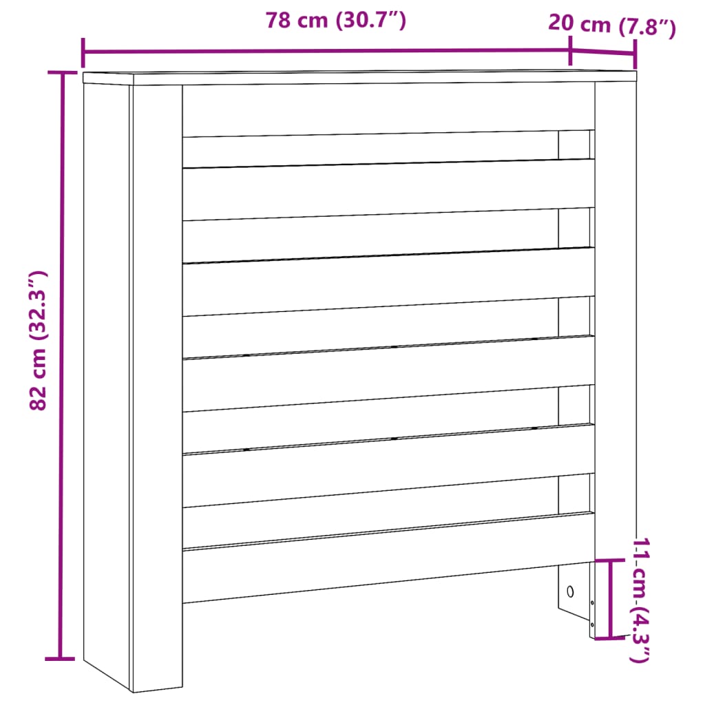 Mască pentru calorifer stejar sonoma 78x20x82 cm lemn prelucrat