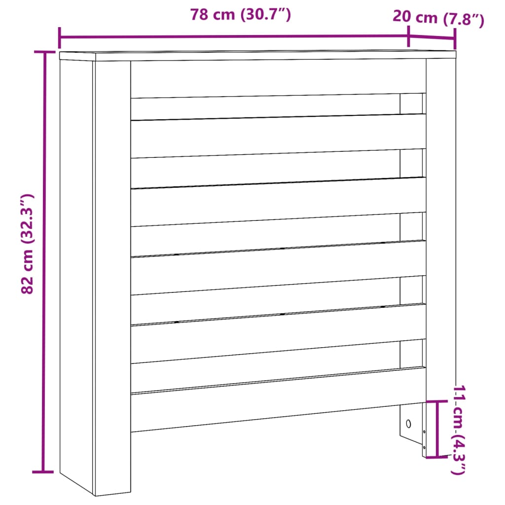 Mască pentru calorifer stejar fumuriu 78x20x82cm lemn prelucrat