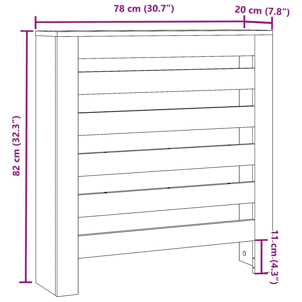 Mască pentru calorifer stejar maro 78x20x82 cm lemn prelucrat