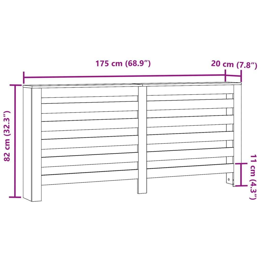 Mască pentru calorifer, stejar maro 175x20x82 cm lemn prelucrat