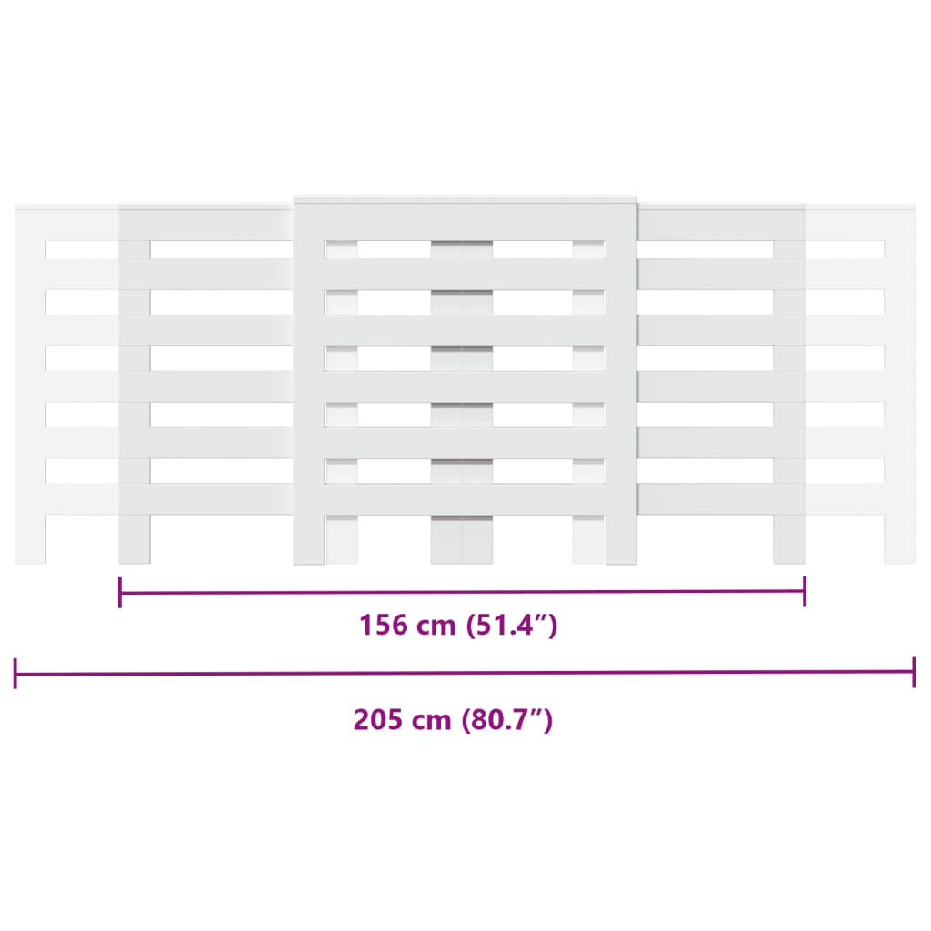 Mască pentru calorifer, alb, 205x21,5x83,5 cm, lemn prelucrat