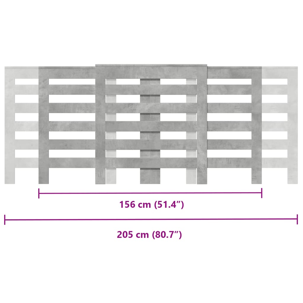 Mască pentru calorifer gri beton 205x21,5x83,5cm lemn prelucrat