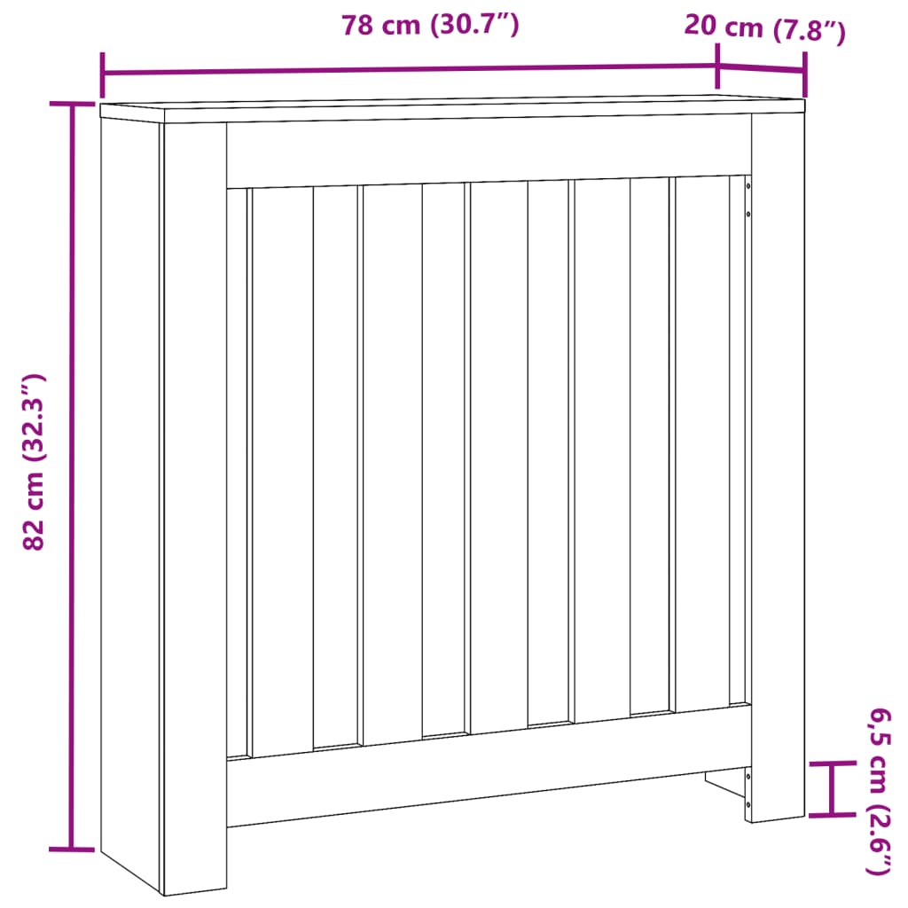 Mască pentru calorifer, lemn vechi, 78x20x82 cm, lemn prelucrat