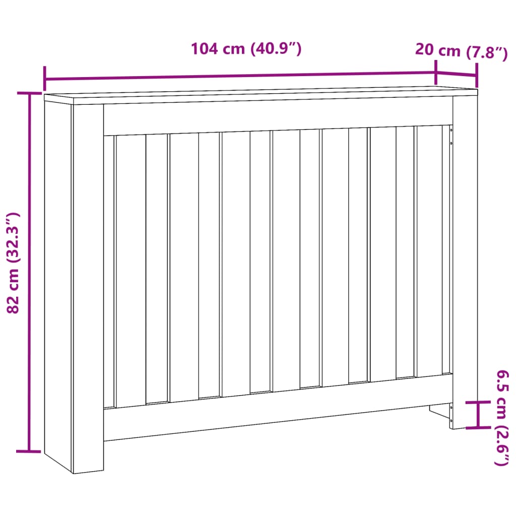 Mască pentru calorifer stejar sonoma 104x20x82cm lemn prelucrat