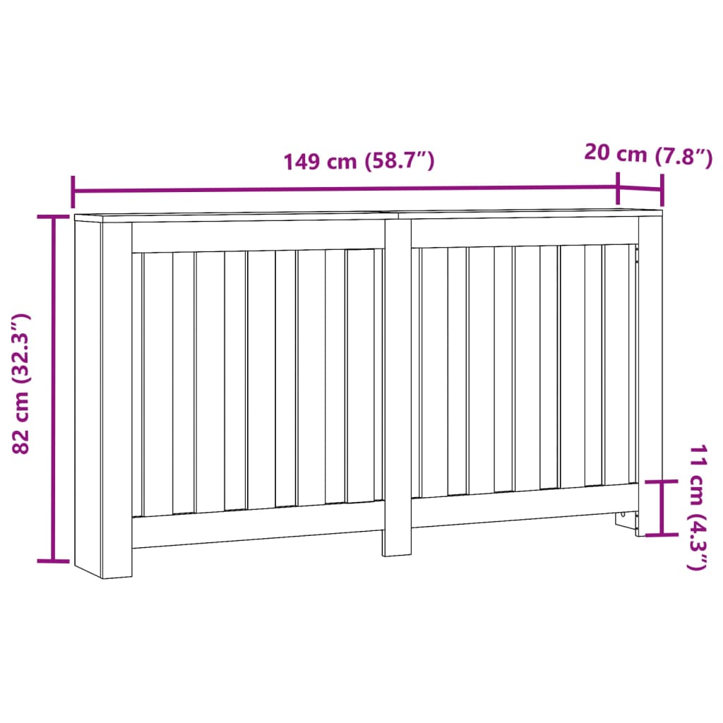 Mască pentru calorifer stejar sonoma 149x20x82cm lemn prelucrat