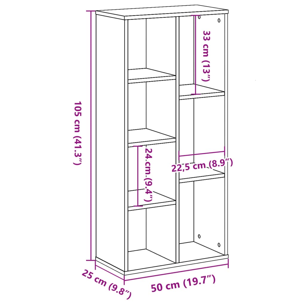 Bibliotecă, alb, 50x25x105 cm, lemn prelucrat