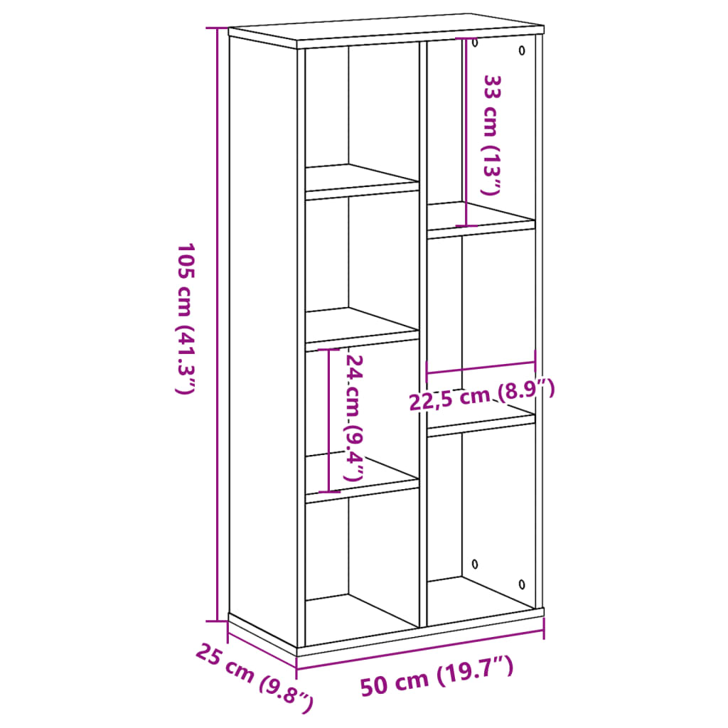 Bibliotecă, negru, 50x25x105 cm, lemn prelucrat