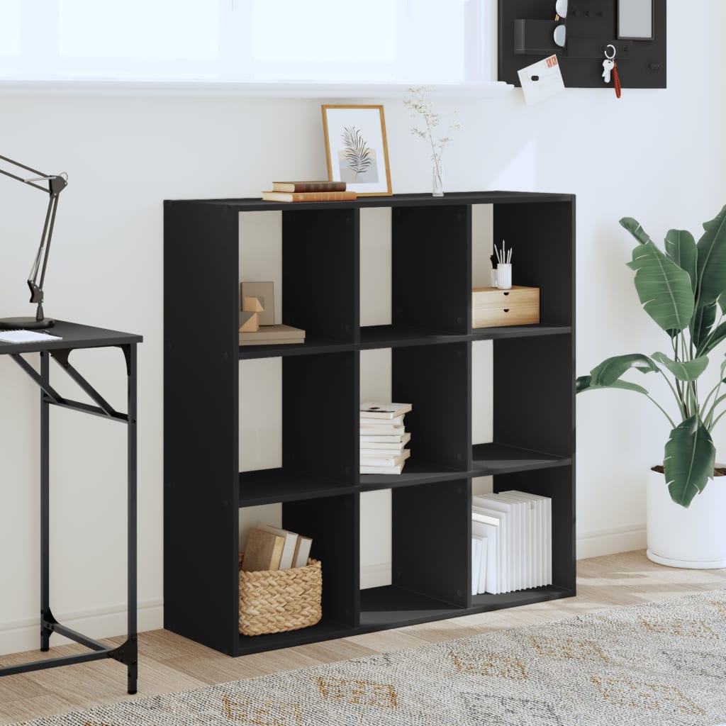 Bibliotecă, negru, 102x32x102 cm, lemn prelucrat