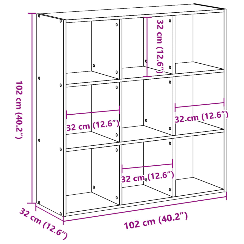 Bibliotecă, stejar sonoma, 102x32x102 cm, lemn prelucrat