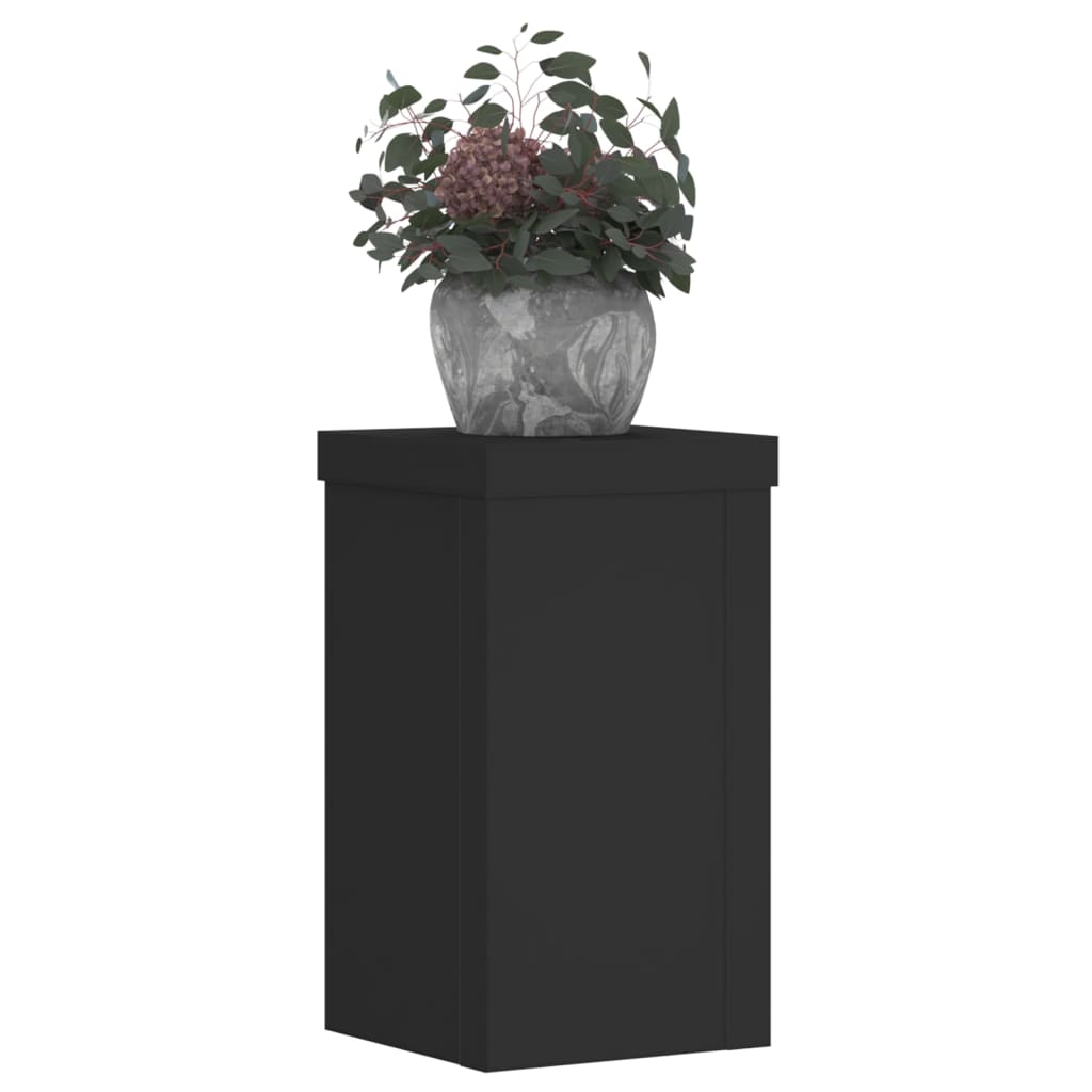 Suporturi de plante, 2 buc., negru, 10x10x18 cm, lemn prelucrat