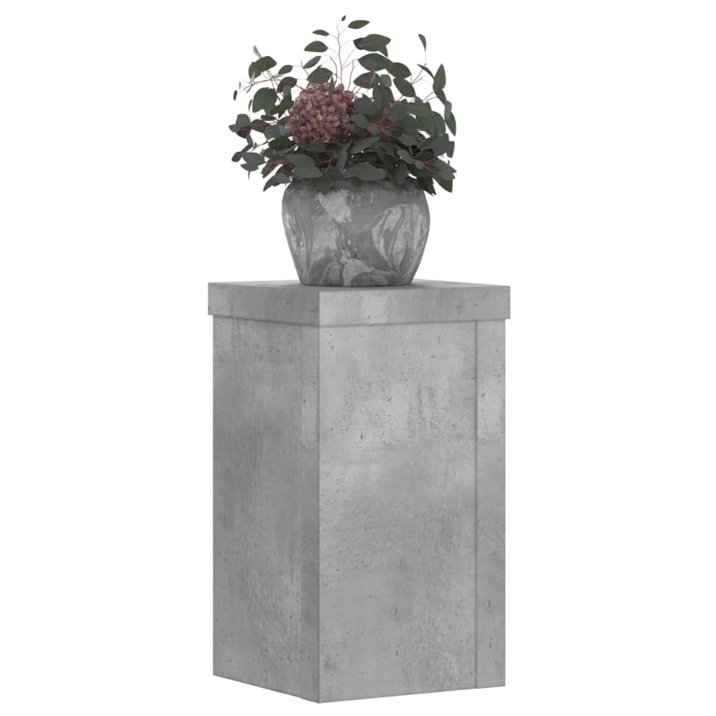 Suport de plante, 2 buc., gri beton, 10x10x18 cm lemn prelucrat