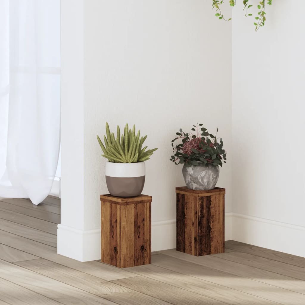 Suporturi de plante 2 buc lemn vechi 10x10x18 cm lemn prelucrat