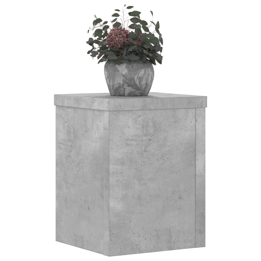 Suport de plante, 2 buc., gri beton, 15x15x20 cm lemn prelucrat