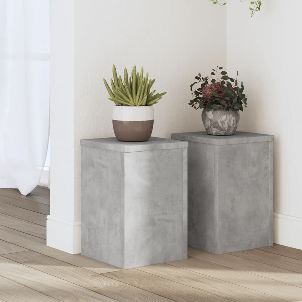 Suport de plante, 2 buc., gri beton, 20x20x30 cm lemn prelucrat