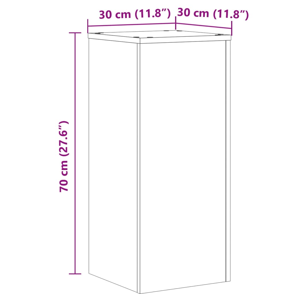 Suporturi de plante, 2 buc., negru, 30x30x70 cm, lemn prelucrat