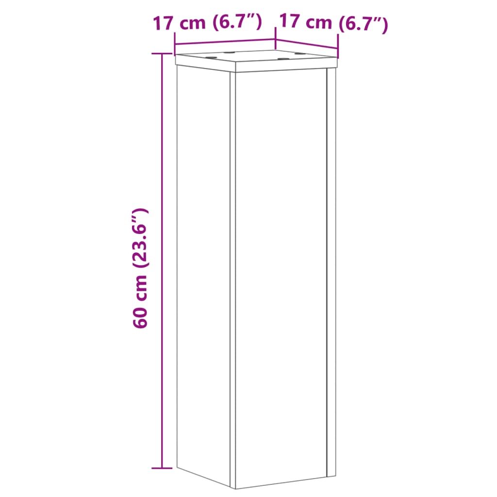 Suporturi de plante, 2 buc., alb, 17x17x60 cm, lemn prelucrat