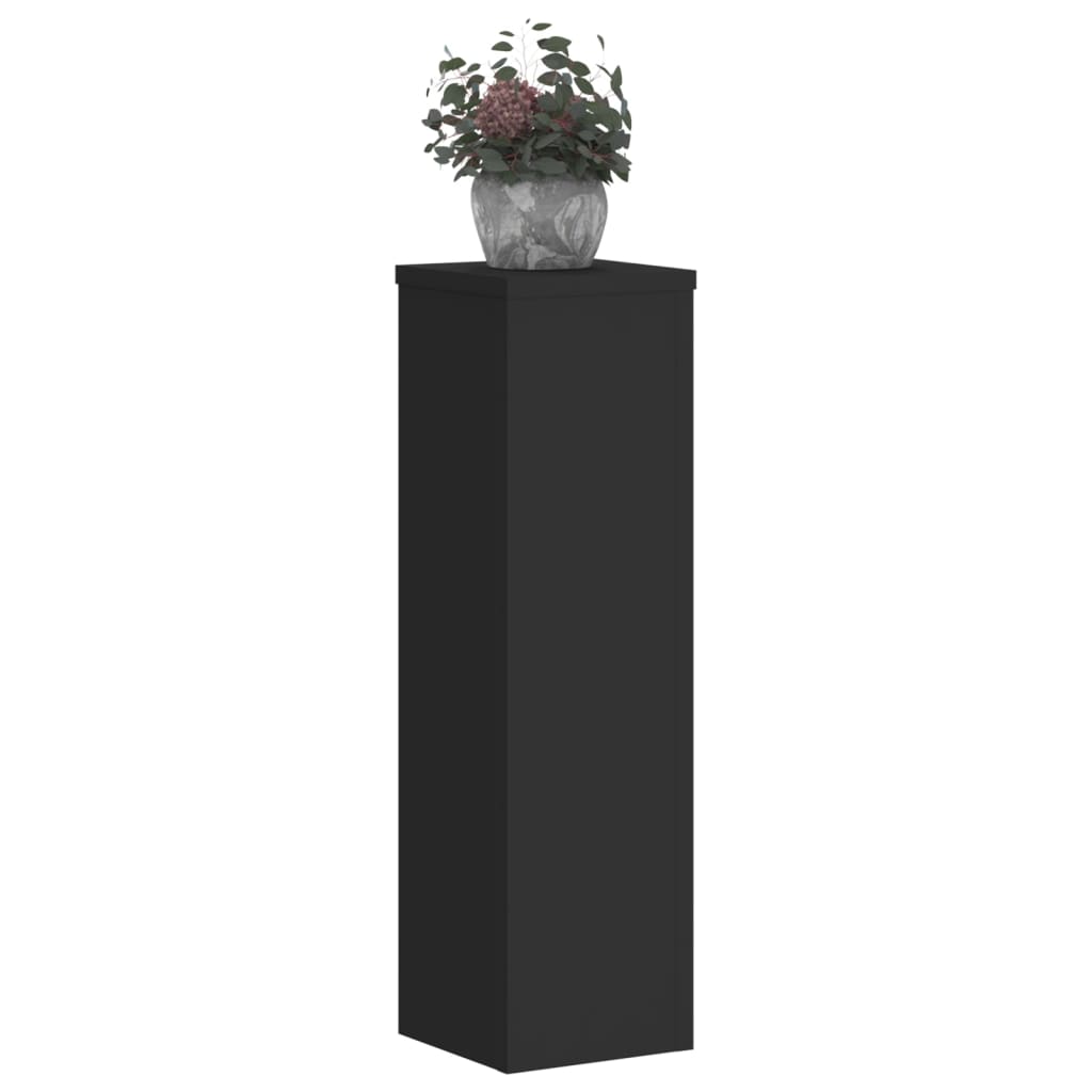 Suporturi de plante, 2 buc., negru, 17x17x60 cm, lemn prelucrat