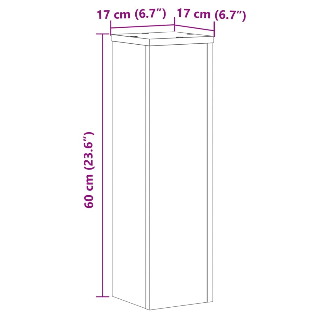 Suport de plante, 2 buc., gri beton, 17x17x60 cm lemn prelucrat