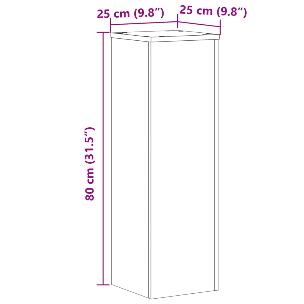 Suport de plante, 2 buc., gri beton, 25x25x80 cm lemn prelucrat