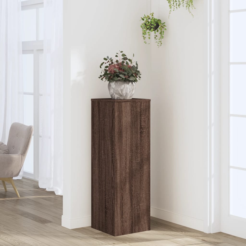 Suport de plante, stejar maro, 33x33x100 cm, lemn prelucrat