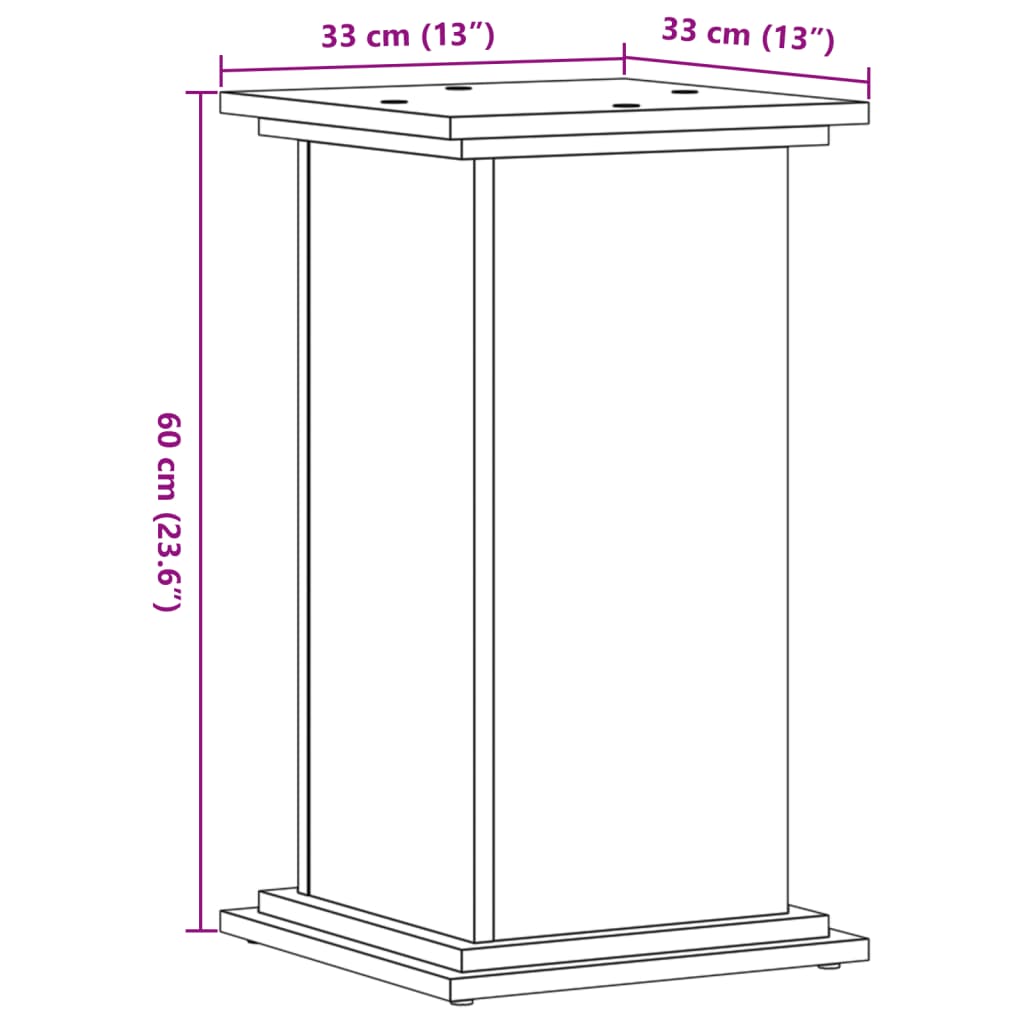 Suport de plante, gri beton, 33x33x60 cm, lemn prelucrat