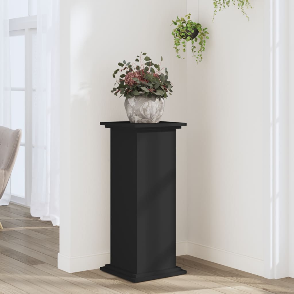 Suport de plante, negru, 33x33x80 cm, lemn prelucrat