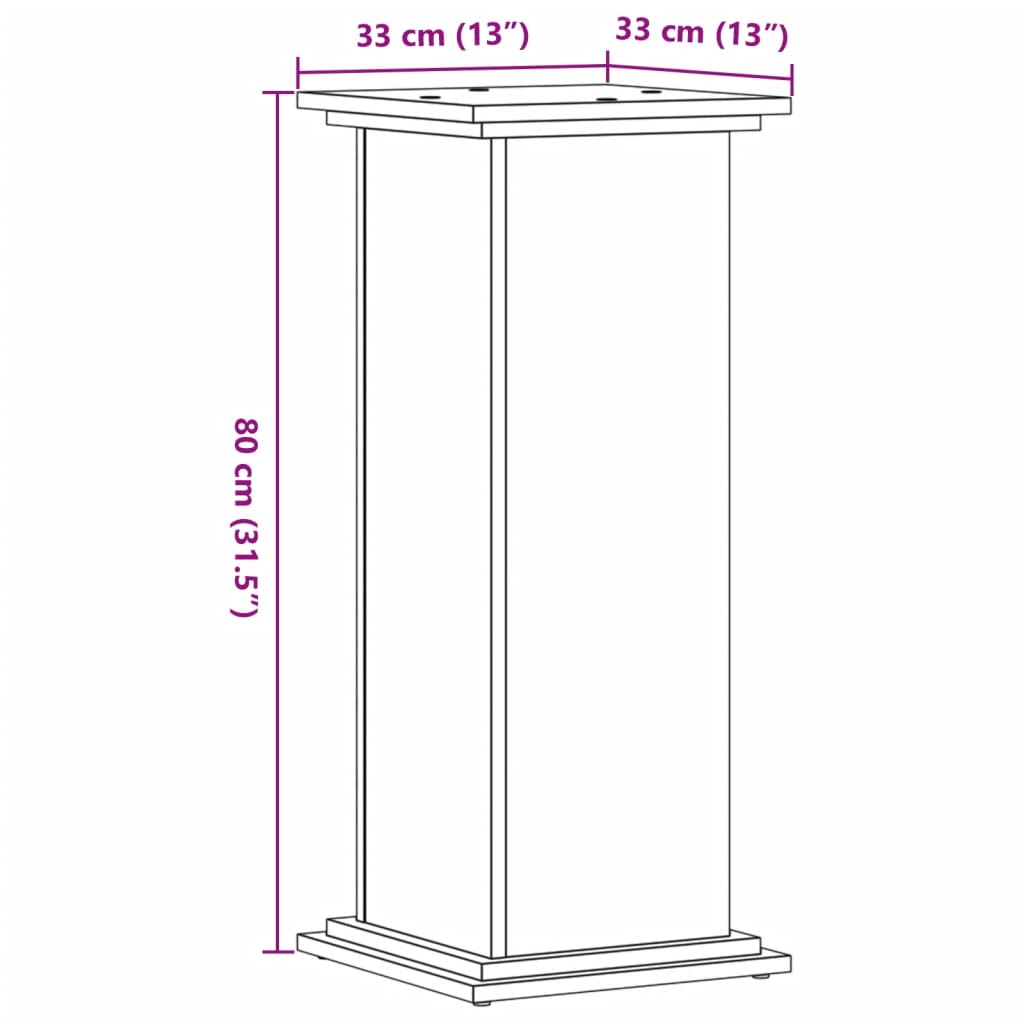 Suport de plante, stejar sonoma, 33x33x80 cm, lemn prelucrat