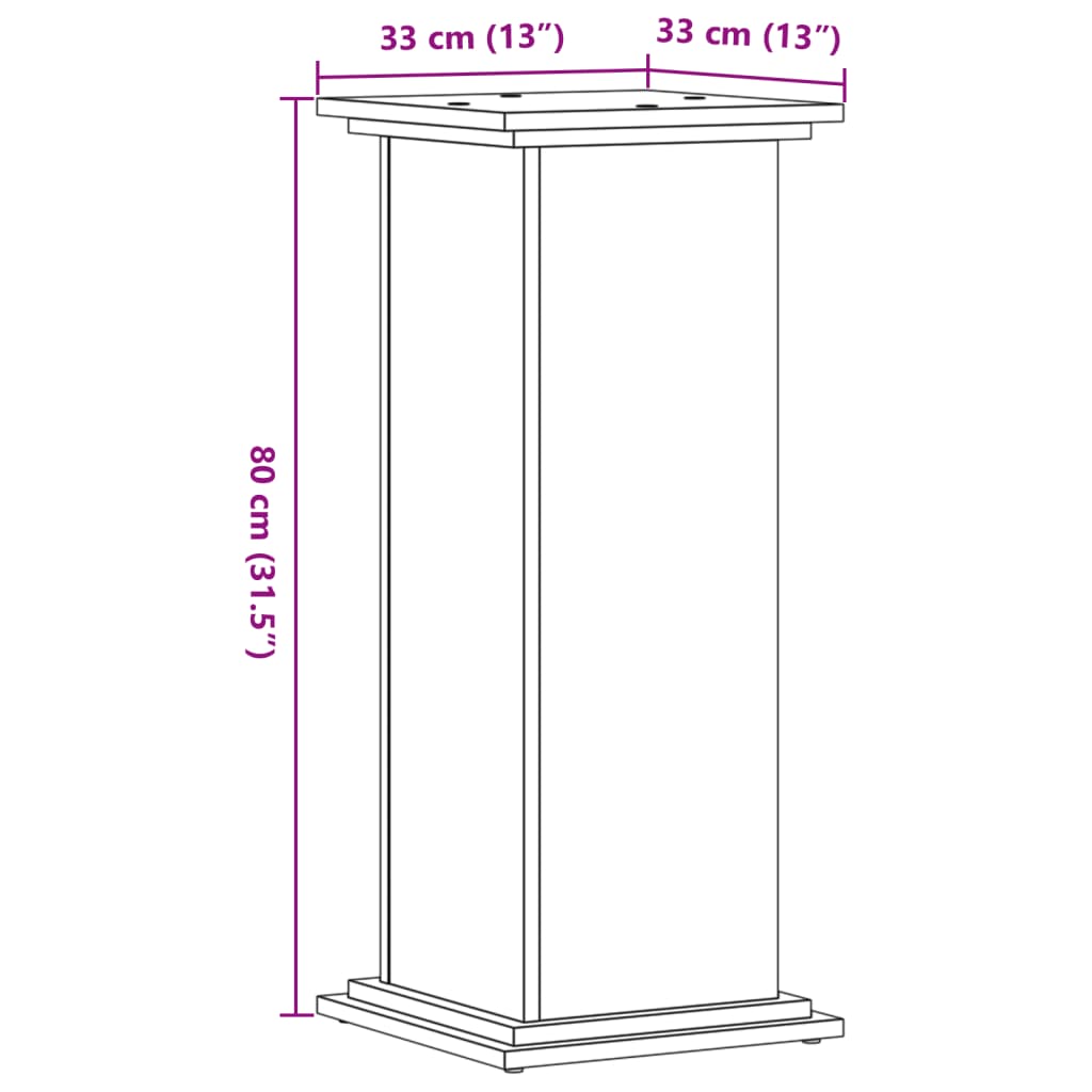 Suport de plante, gri beton, 33x33x80 cm, lemn prelucrat