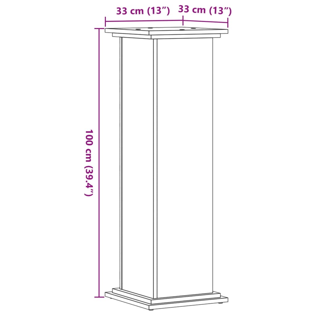 Suport de plante, alb, 33x33x100 cm, lemn prelucrat