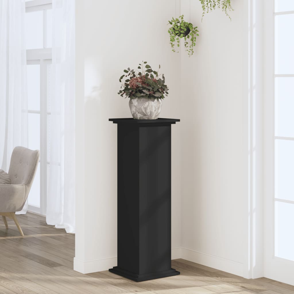 Suport de plante, negru, 33x33x100 cm, lemn prelucrat