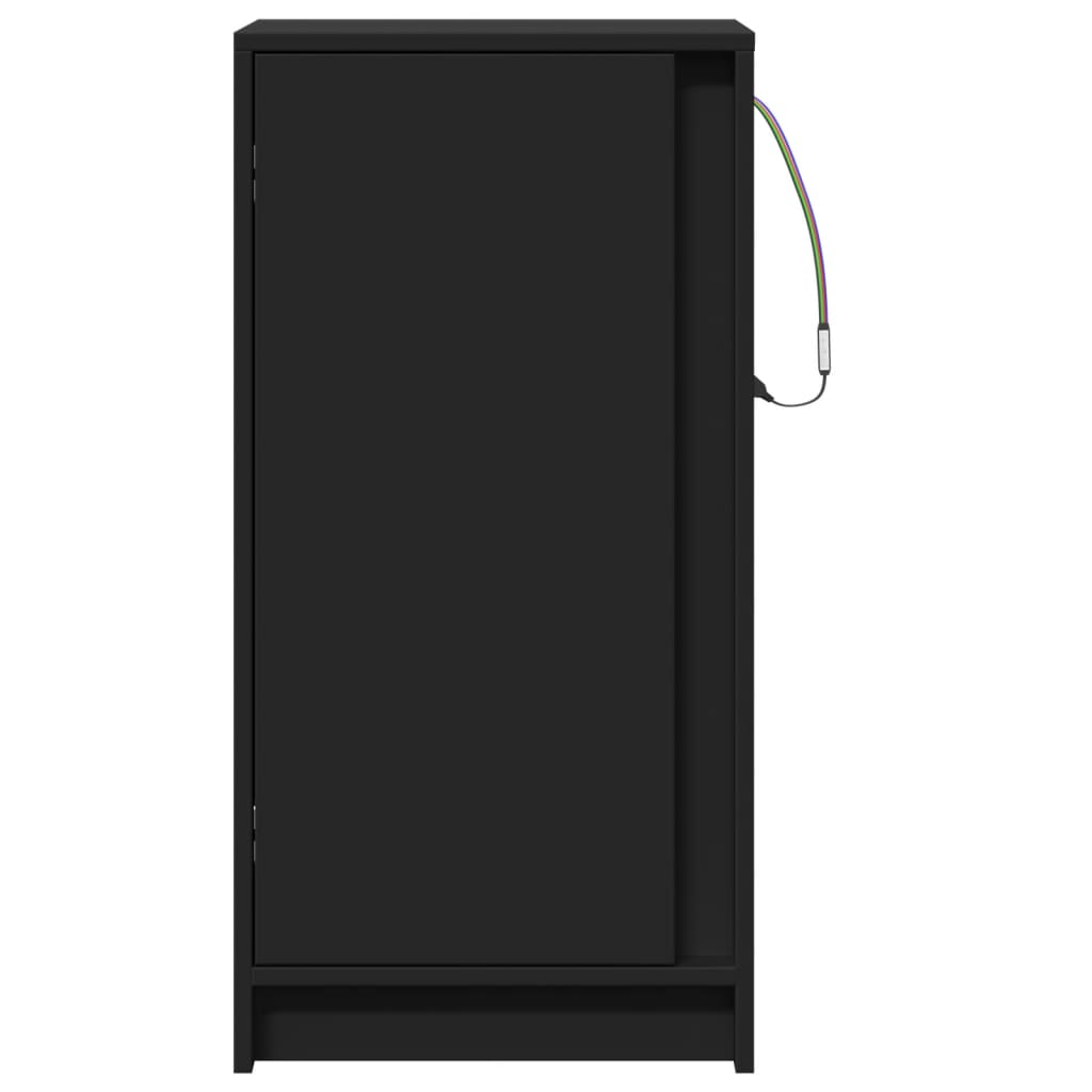 Dulap cu LED, negru, 42,5x34x85 cm, lemn prelucrat