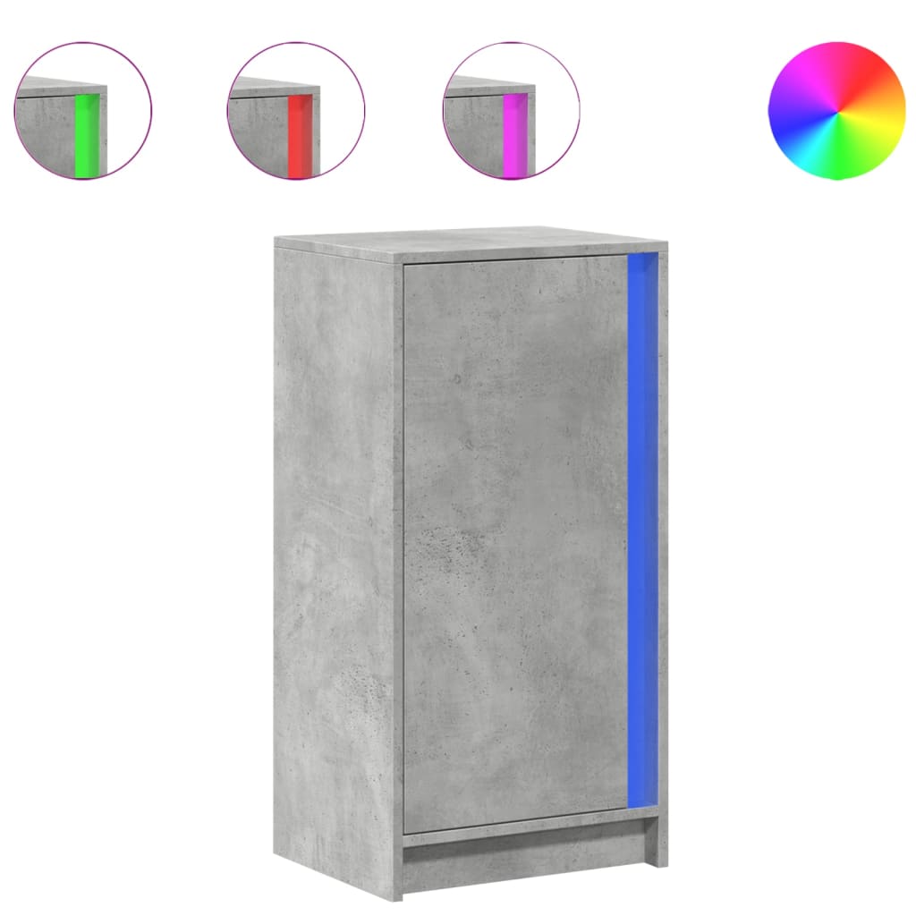 Dulap cu LED, gri beton, 42,5x34x85 cm, lemn prelucrat