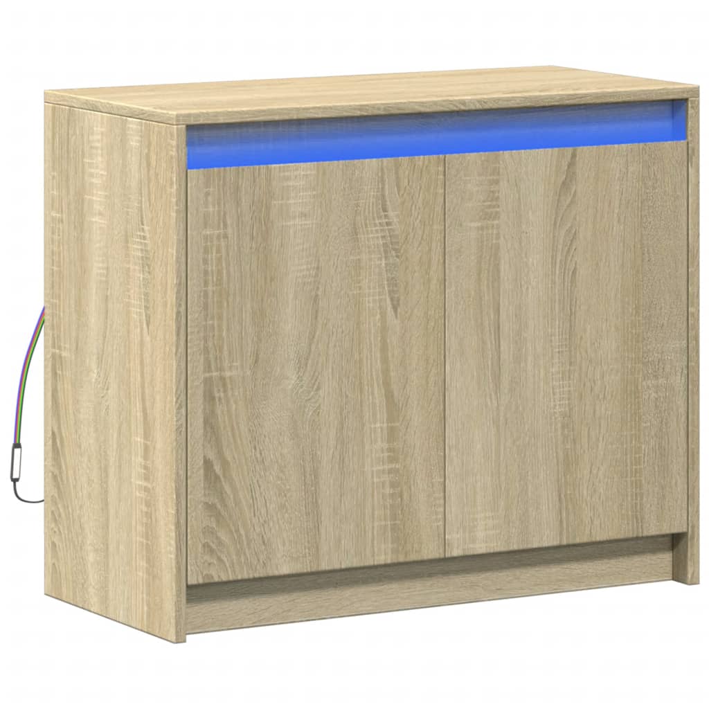 Dulap cu LED, stejar sonoma, 72x34x61 cm, lemn prelucrat