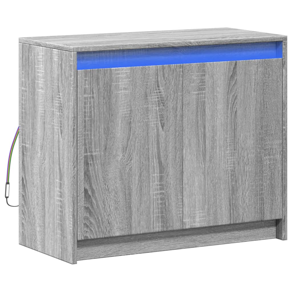 Dulap cu LED, gri sonoma, 72x34x61 cm, lemn prelucrat