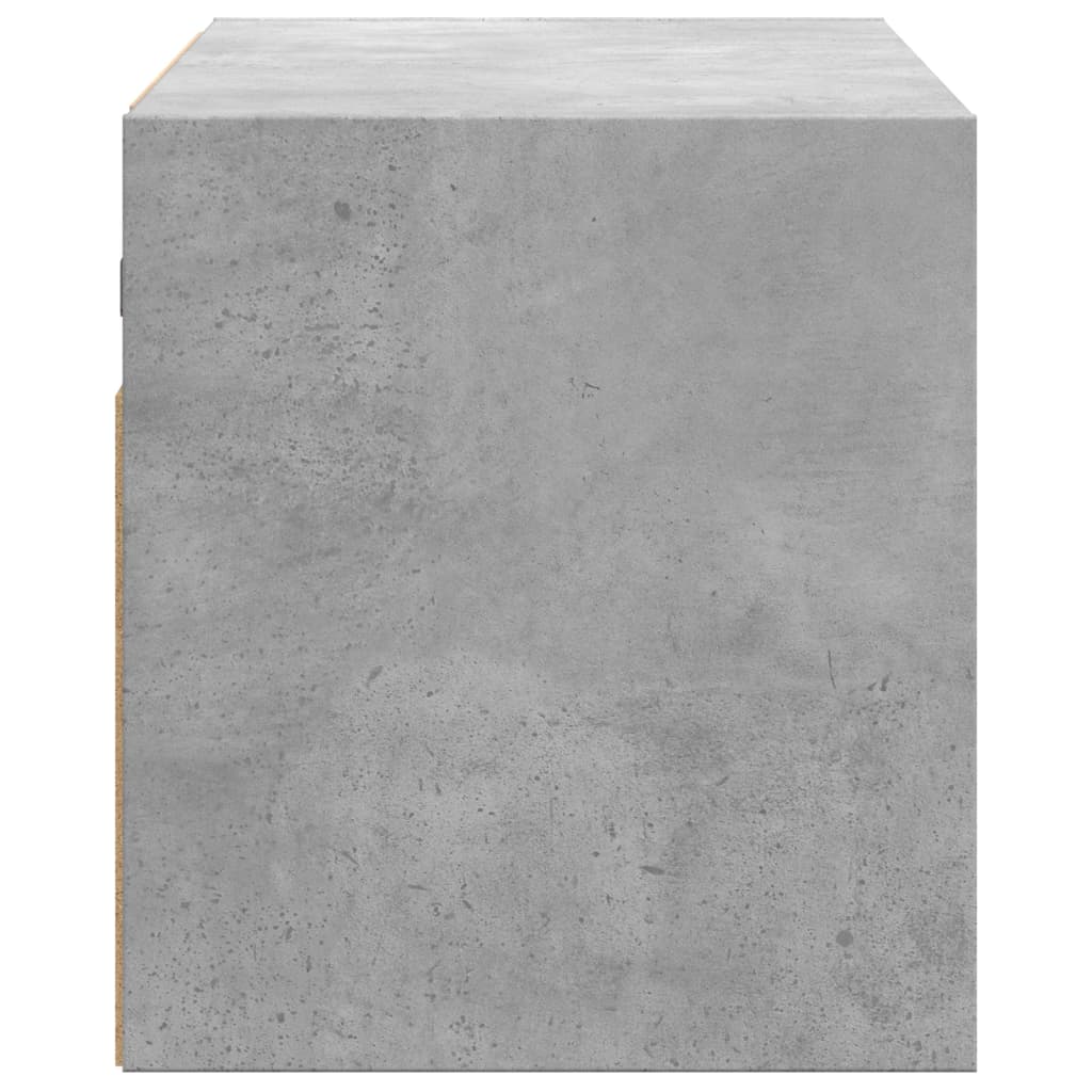 Comodă TV de perete cu lumini LED, gri beton, 80x31x35 cm