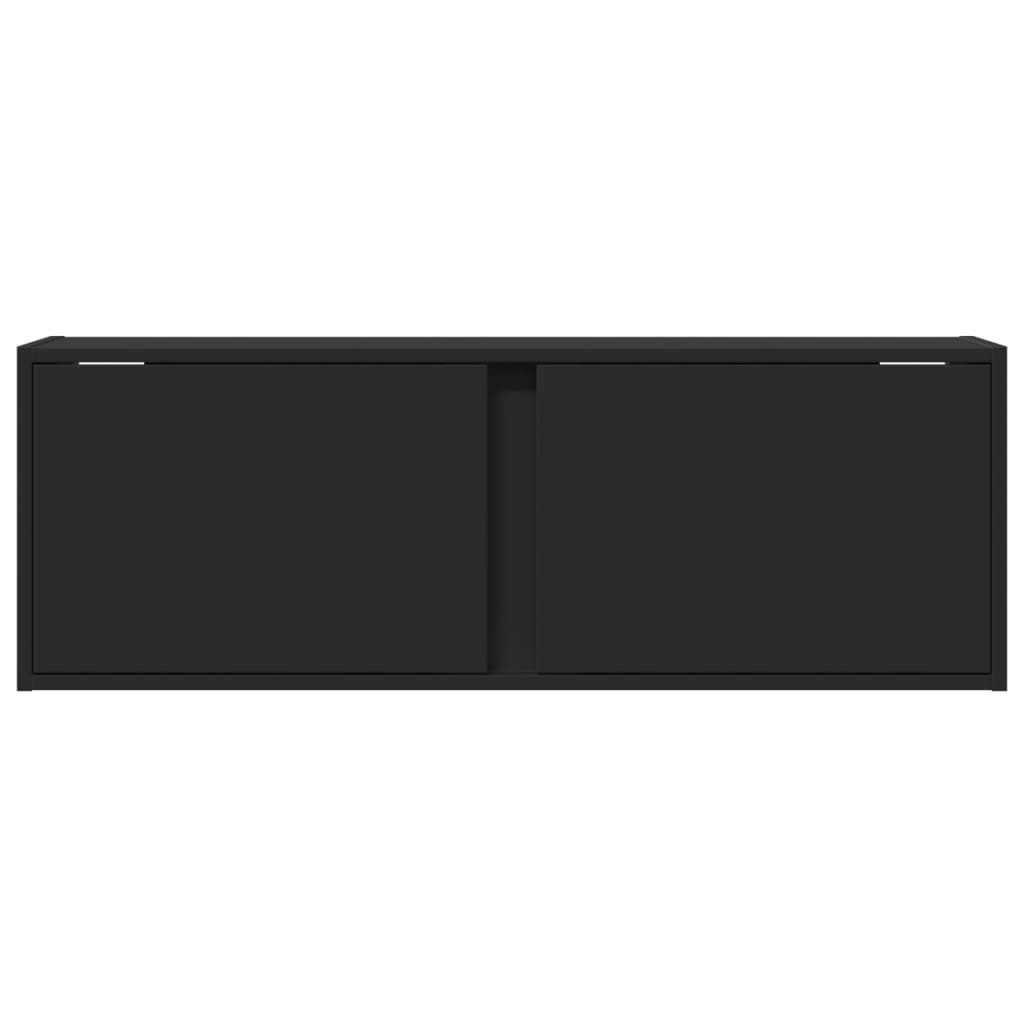 Dulap TV de perete cu lumini LED, negru, 100x31x35 cm