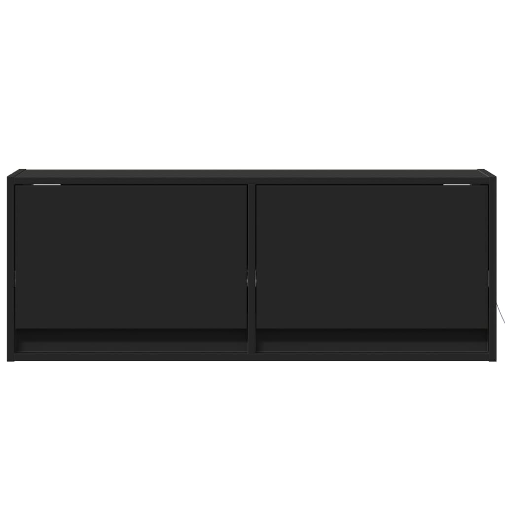 Comodă TV de perete cu lumini LED, negru, 100x31x38 cm