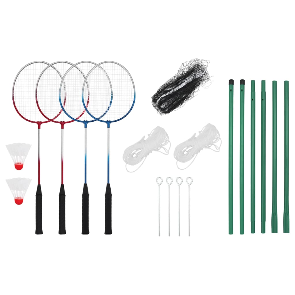 Set de badminton cu 4 rachete și plasă, 620x151 cm